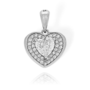 Cudny Srebrny Wisiorek Serce z Cyrkoniami 