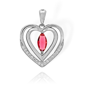 Cudny Srebrny Wisiorek Serce z Cyrkoniami  