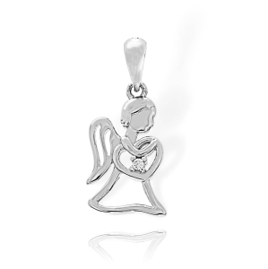 Srebrny Wisiorek Aniołek z Cyrkonią