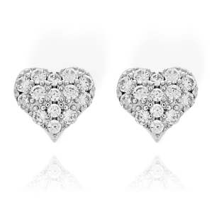 Srebrne Kolczyki Serca z Cyrkoniami ! 