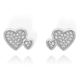 Srebrne Kolczyki Serca z Cyrkoniami !  