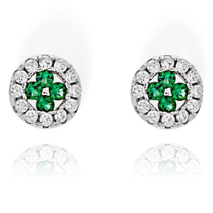 Cudne Srebrne Kolczyki z Zielonymi Cyrkoniami ! 