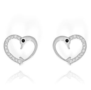 Srebrne Kolczyki Serca z Cyrkoniami !   