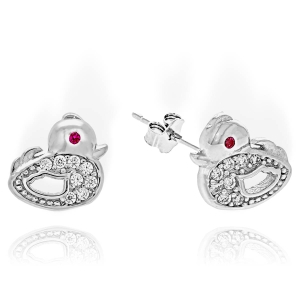 Srebrne Kolczyki Kaczki, Kaczuszki z Cyrkoniami ! 