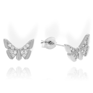 Piękne Srebrne Kolczyki Motylki z Cyrkoniami! 