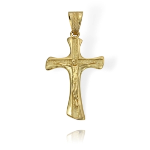 Złoty Duży Krzyż z Jezusem Chrystusem - Próba 585