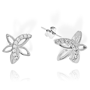 Piękne Srebrne Rodowane Kolczyki z Cyrkoniami 