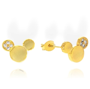 Srebrne Pozłacane Kolczyki Myszki z Cyrkoniami ! 