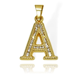Złoty Wisiorek Literka A z Cyrkoniami - pr. 585 