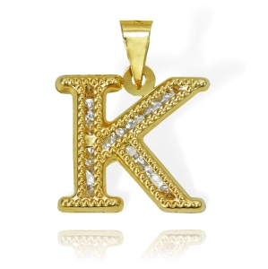 Złoty Wisiorek Literka K z Cyrkoniami - pr. 585