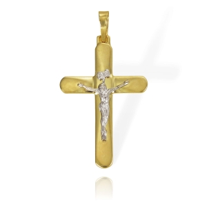 Złoty Prosty Krzyż z Jezusem Chrystusem - Próba 585 