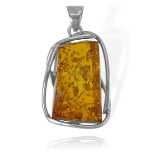 Srebrny Fantazyjny Wisiorek z Bursztynem 