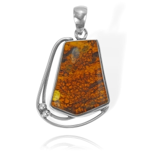 Piękny Srebrny Wisiorek z Bursztynem