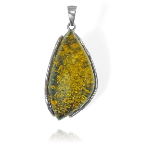 Piękny Srebrny Wisiorek z Bursztynem