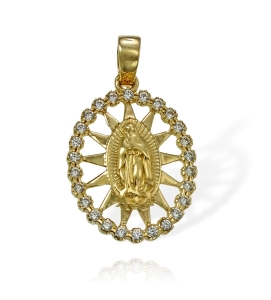 Złoty Cudowny Medalik Matki Boskiej Niepokalana z Cyrkoniami - Próba 585
