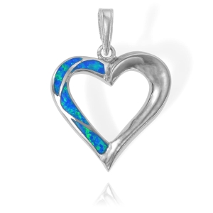 Srebrny Wisiorek Serce z Opalem