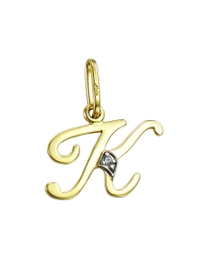 Piękny Złoty Wisiorek Literka  K  z Cyrkonią - pr. 585 Jakość !!!
