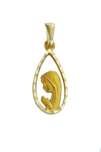 Piękny Złoty Medalik Matka Boska Modląca - Próba 585