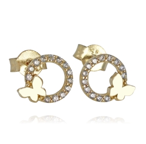 Złote Kolczyki Motylki z Cyrkoniami - pr. 585