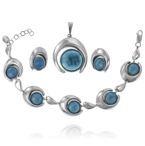 Srebrny Komplet z Błękitnym Kwarcem ! 