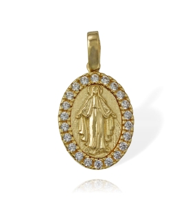 Złoty Cudowny Medalik Matki Boskiej Niepokalana z Cyrkoniami - Próba 585