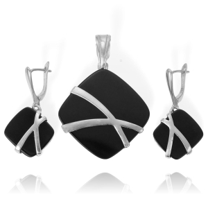 Piękny Srebrny Komplet z Onyksem ! 