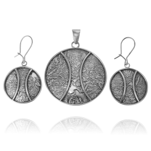 Srebrny Efektowny Oksydowany Komplet ! 