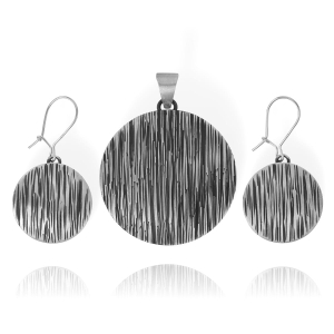 Piękny Srebrny Oksydowany Komplet!