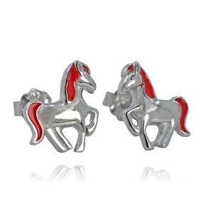 Srebrne Rodowane Kolczyki Konie Koniki 