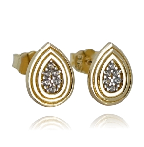 Złote Kolczyki Modne Krople z Cyrkoniami - pr. 585