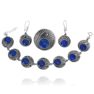 Srebrny Komplet z Niebieskim Kwarcem 