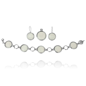 Piękny Srebrny Komplet z Uleksytem