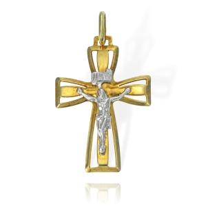 Złoty Ażurowy Krzyż z Panem Jezusem - pr. 585