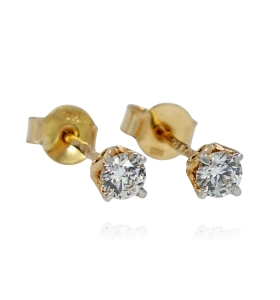 Złote Efektowne Kolczyki z Brylantami - próba 585