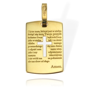 Złoty Medalik z Krzyżem i Modlitwą "Ojcze Nasz"