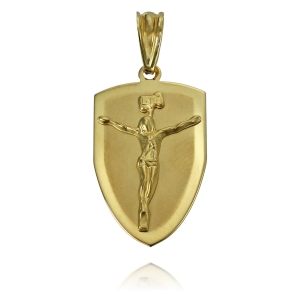Złoty Medalik z Jezusem Chrystusem na Krzyżu - Próba 585 