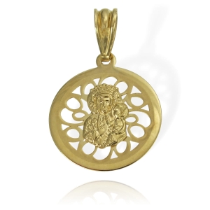 Złoty Ażurowy Medalik Matka Boska Częstochowska