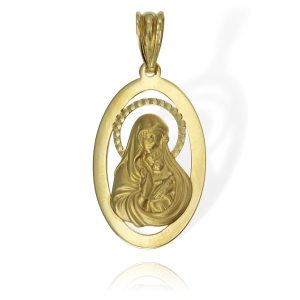 Złoty Medalik Matka Boska z Dzieciątkiem