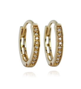 Złote Okrągłe Kolczyki Przecinki z Brylantami - próba 585