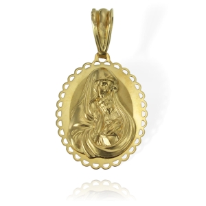 Złoty Medalik Matka Boska z Dzieciątkiem 