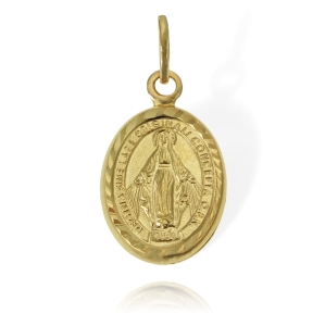 Złoty Diamentowany Cudowny Medalik Matka Boska Niepokalana 
