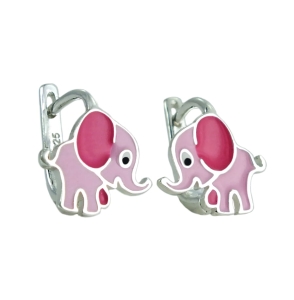 Piękne Srebrne Kolczyki Różowe Słonie,Słoniki na Angliku !!!