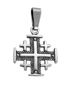 SREBRNY OKSYDOWANY KRZYŻ JEROZOLIMSKI !!!