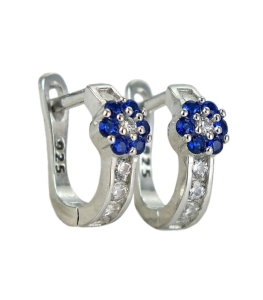 Piękne Srebrne Rodowane Kolczyki  Kwiatuszki z Cyrkoniami !!!