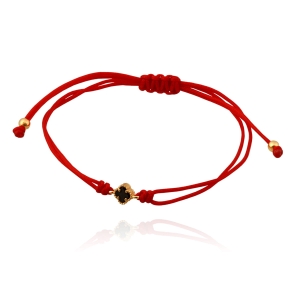Nowoczesna Bransoletka z Modną Koniczynką na Czerwonym Sznureczku