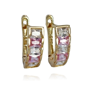 Złote Kolczyki Szerokie Przecinki z Cyrkoniami - próba 585