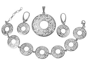 Srebrny Ażurowy Komplet Kołka, Kółeczka