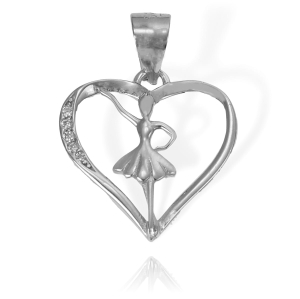 Srebrny Wisiorek Serce z Tancerka z Cyrkoniami 