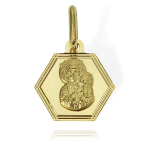 Złoty Diamentowany Medalik Matka Boska Częstochowska 