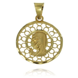 Złoty Ażurowy Medalik Matka Boska Modląca - Próba 585 !